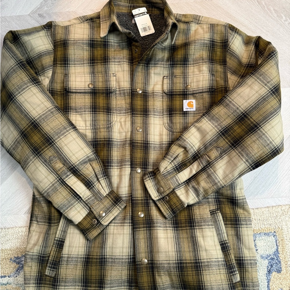 Carhartt Sherpa Lined Plaid Shirt Jacket NWT